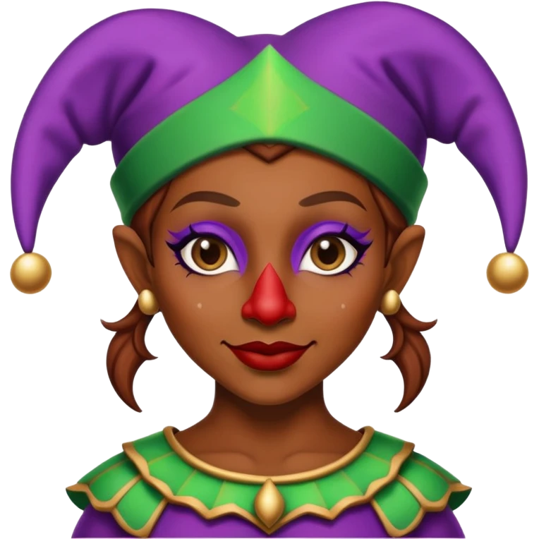 Female Jester with brown skin emoji