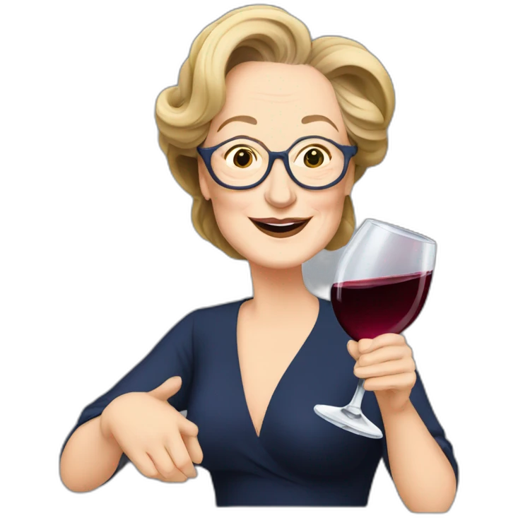 meryl streep drinking wine emoji