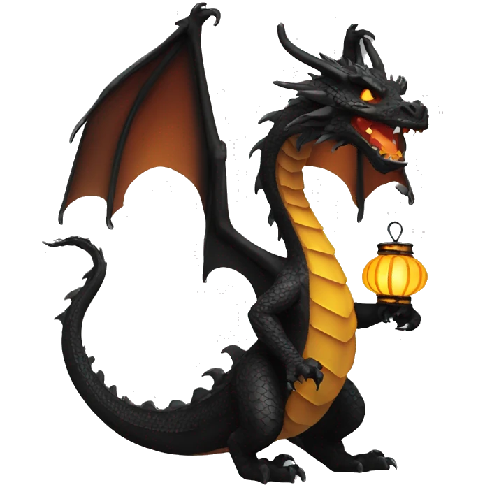 Black Dragon with lanterns on its tail emoji