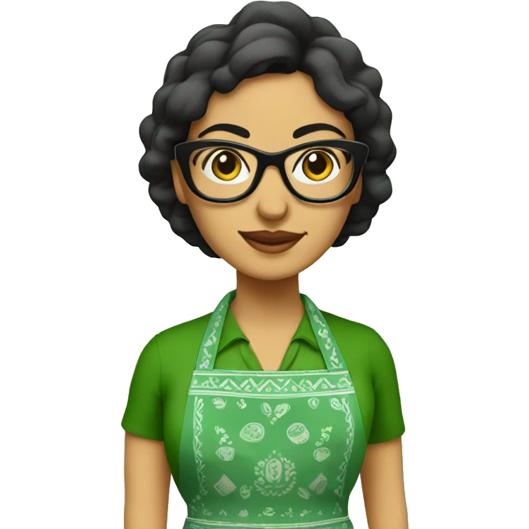 mexican lady green apron  with glasses cooking tacos emoji