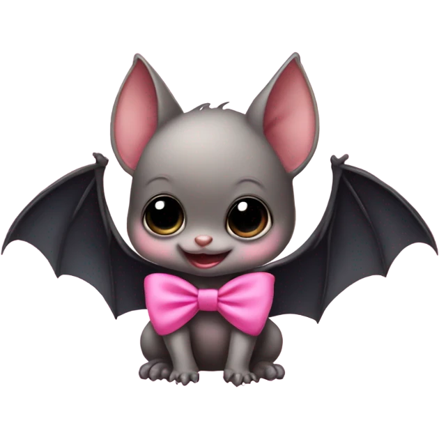 Baby bat with a pink bow emoji