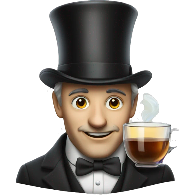 Photorealistic man A British gentleman in a monocle and a top hat with a cup of tea in his hand emoji
