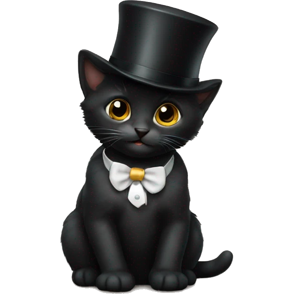 Black kitten with top hat emoji