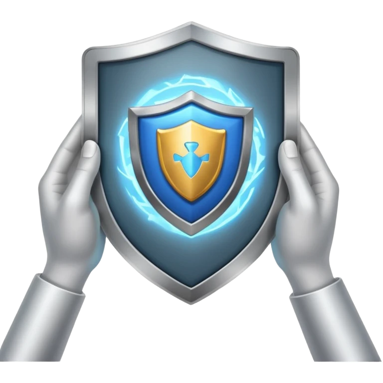 hand holding a tablet with a shield symbol emoji