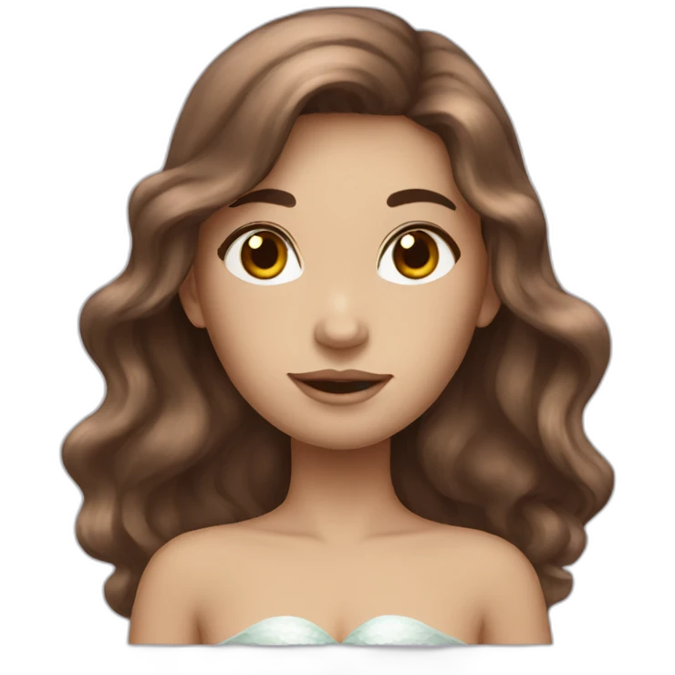 Brown-hair-white-mermaid emoji