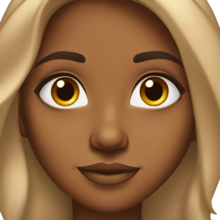 brown girl with long brown hair, luscious eyelashes, almond brown eyes, and a gold nose ring on the left side emoji