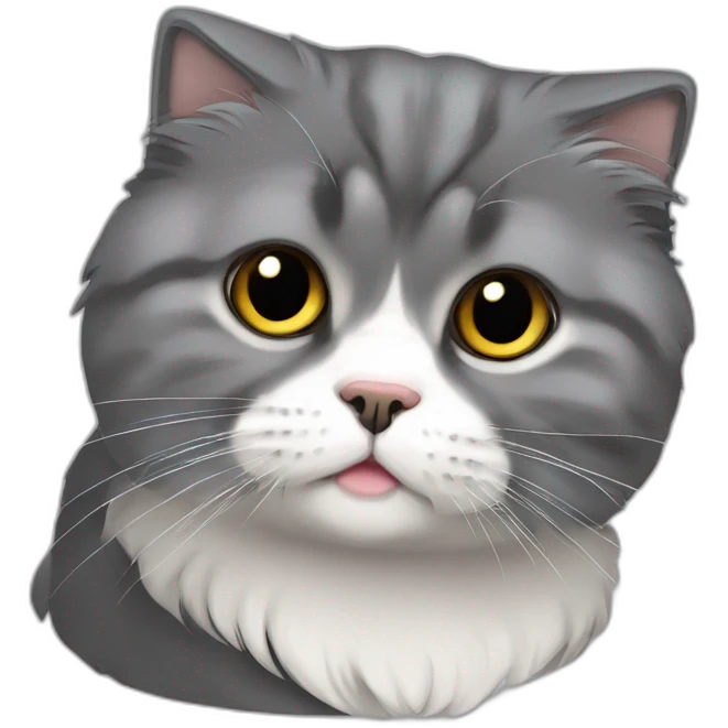 darkgray Scottish Fold Cat long hair broken ear emoji