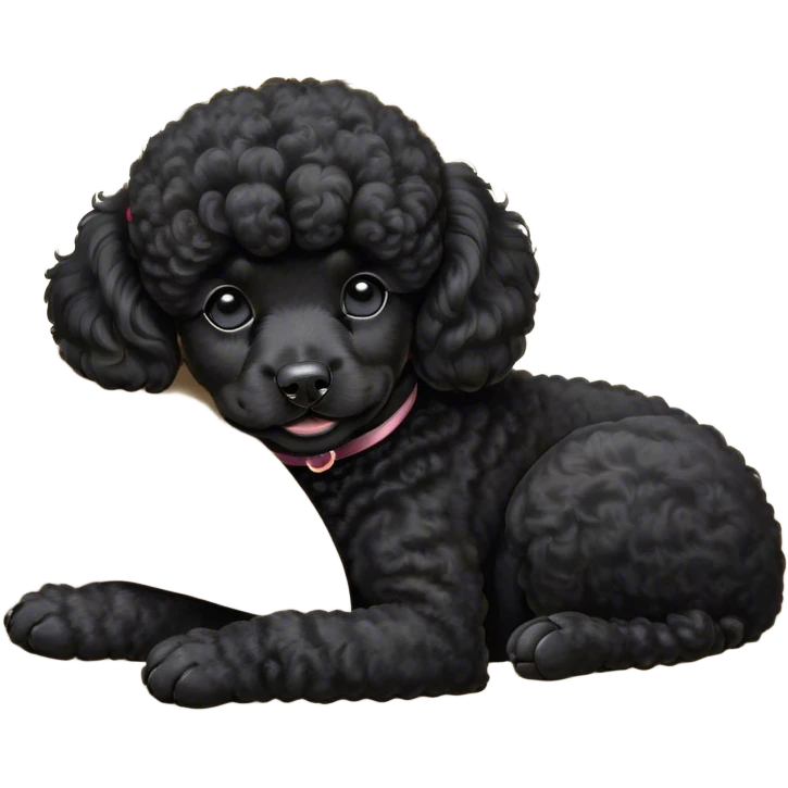 Meme-Worthy Cute Sleeping Black Poodle Portrait Emoji, Head resting peacefully with a contented smile, showcasing a delightfully elegant build and a luxuriously soft, curly jet-black Fur, eyes shut in a serene nap, Simplified yet hilariously adorable features, highly detailed, glowing with a soft, drowsy light, high shine, relaxed and utterly lovable, stylized with an air of playful laziness, bright and heartwarming, soft glowing outline, capturing the essence of a comically sleepy companion, so meme-worthy it feels like it could instantly become the next viral sensation of adorable slumber! emoji