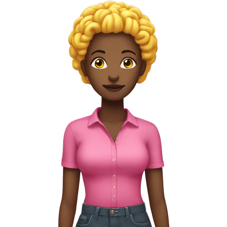 black woman wearing yellow shirt. with a huge pink brain.  emoji