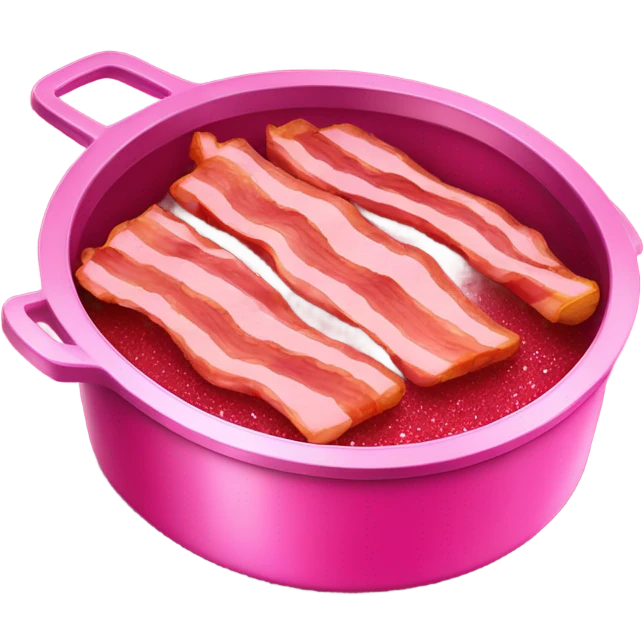 Bacon frying on a hot pink glittery pan emoji