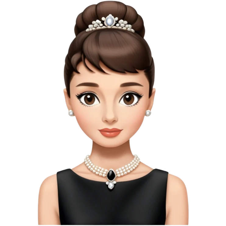 Audrey Hepburn portrait with classic updo hairstyle and elegant look emoji