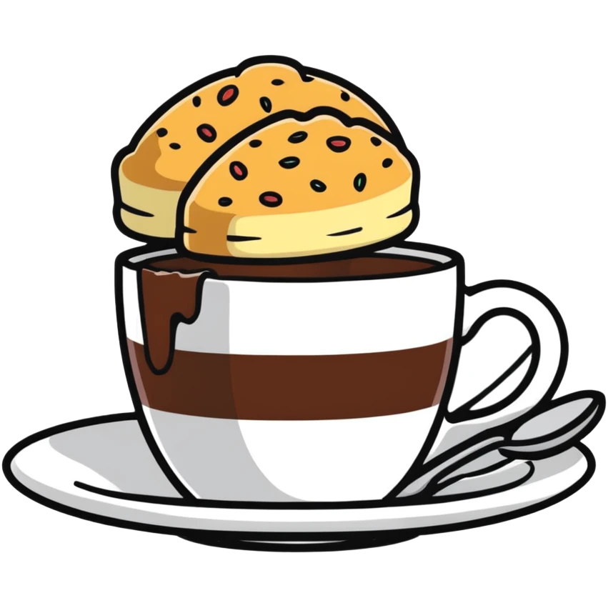 scone dipping into a cup of English tea emoji