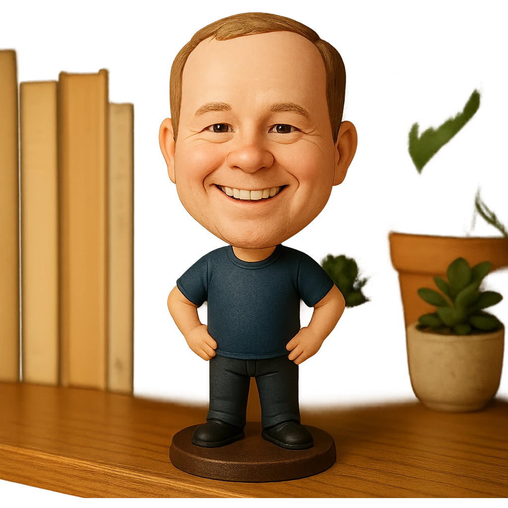 cheerful bobblehead style character emoji