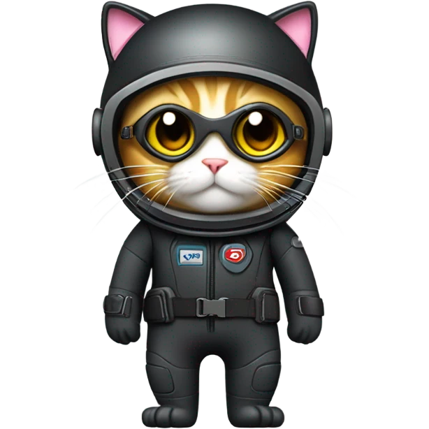 cat in scuba gear like an underwater James Bond emoji