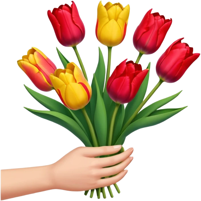 Hand holding tulips emoji