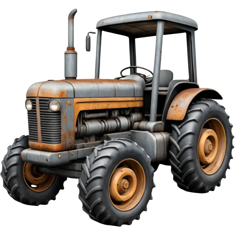 tractor in grey and black colors emoji