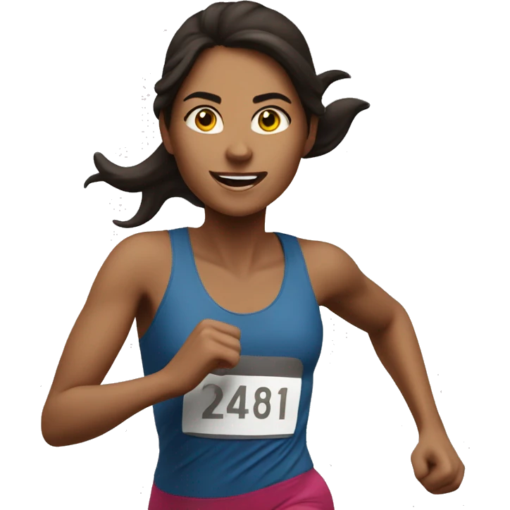 Brunette girl running marathon  emoji