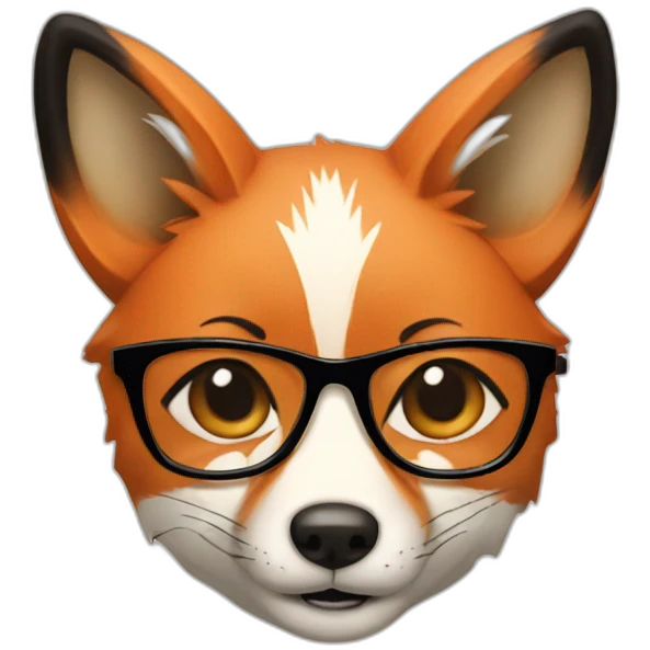fox with glasses and black hair emoji