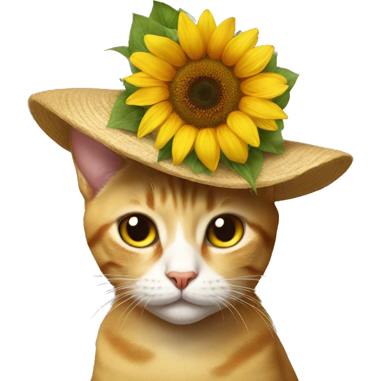Cat wearing a sunflower hat emoji