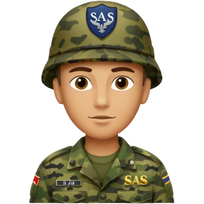 S.A.S mit salotiertem Soldaten in Tarnfarbe und den SAS Buchstaben auf der Mütze emoji