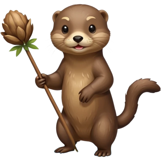 otter going home with a small bundle on a stick emoji