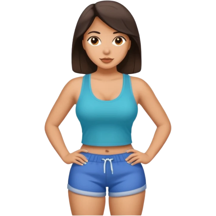 a big chested, big butt latina in a tank top and shorts emoji