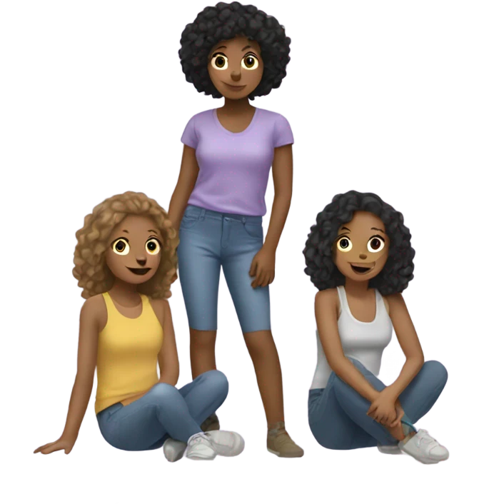 Three girls hanging out emoji
