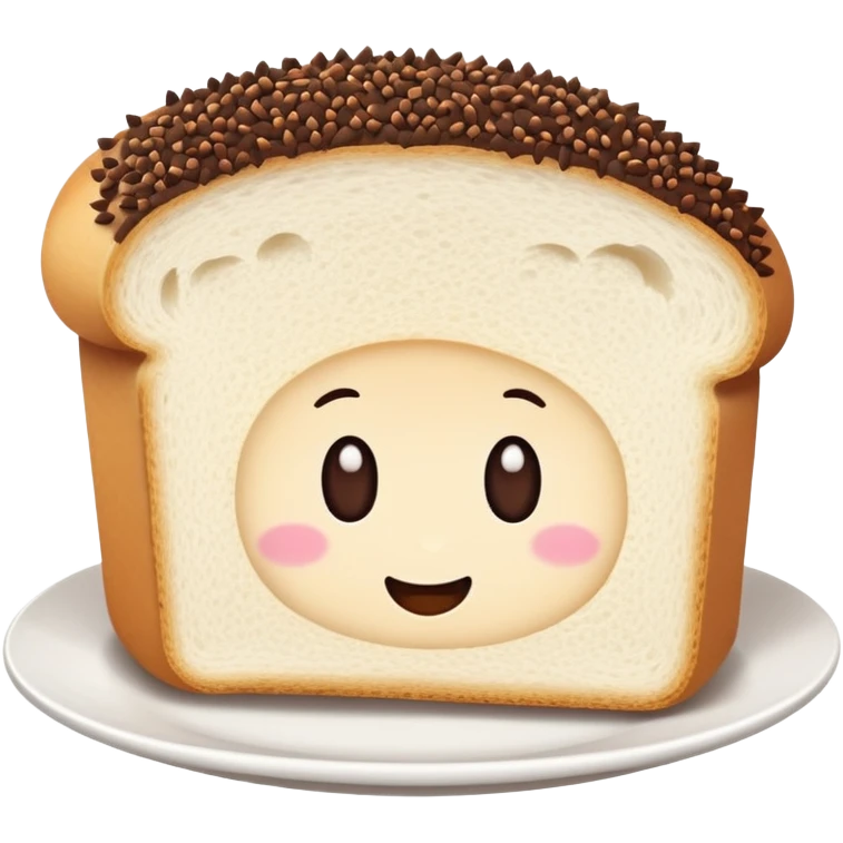 Slice of white bread on a white plate with chocolate sprinkles on top emoji