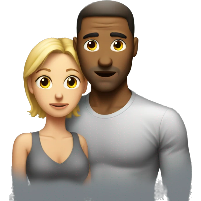 Sweaty man loves woman emoji