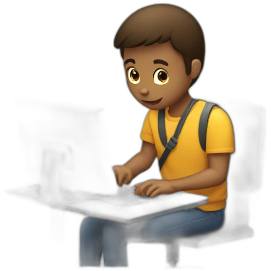 student typing on computer emoji