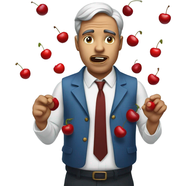Man with cherries in his mouth  emoji
