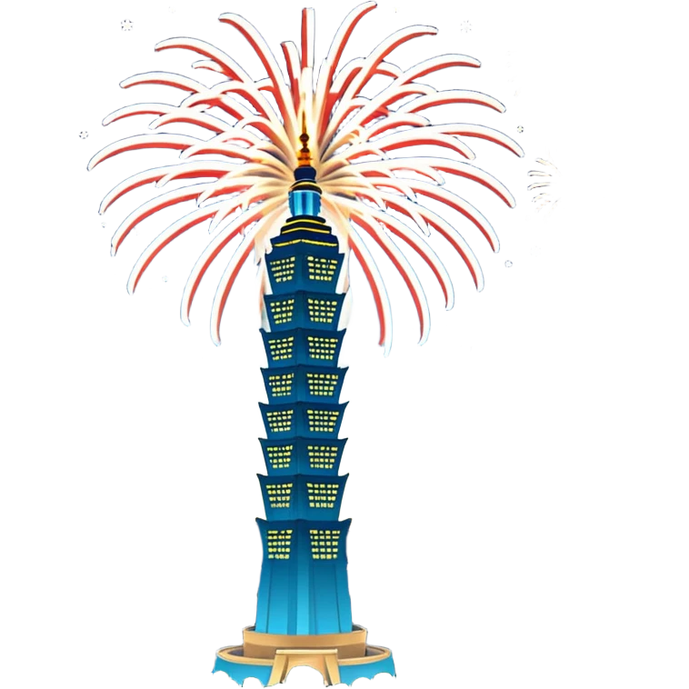 Taipei 101 with fireworks emoji
