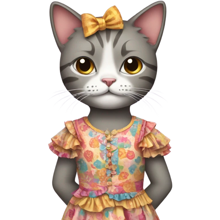 Cat wearing a dress emoji
