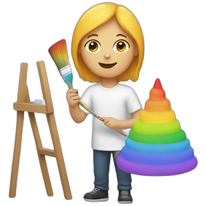 person painting a rainbow emoji