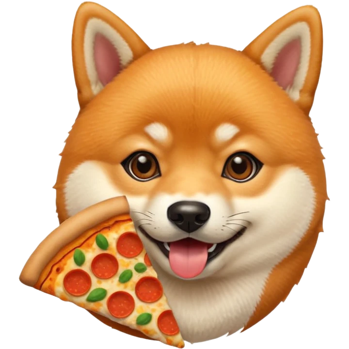 cute shiba inu eating pizza emoji