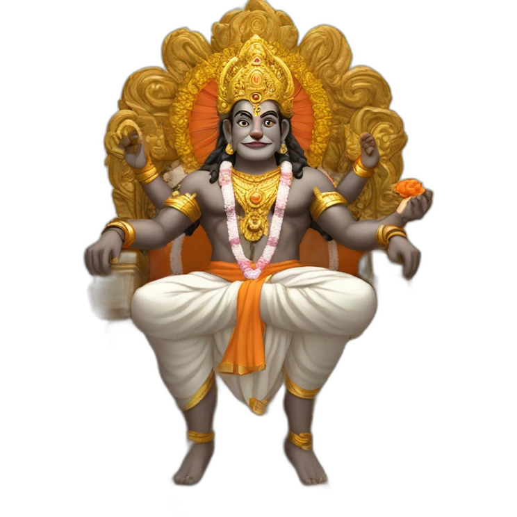 Yamraj in heaven sitting on a throne made up of flowers emoji