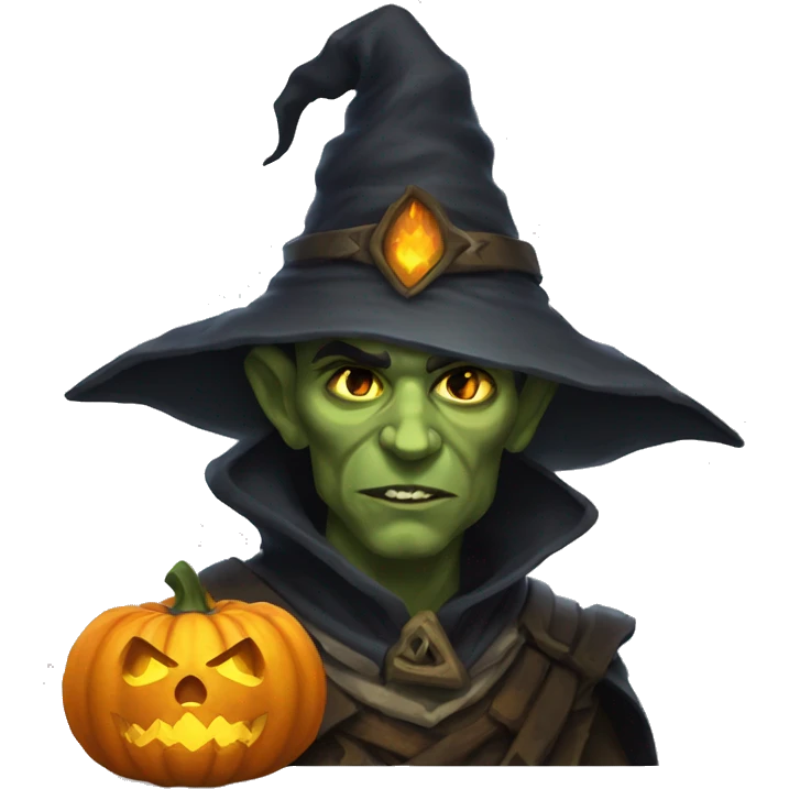 half-orc male wizard necromancer pumpkin emoji