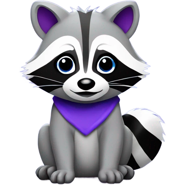 Blue and purple color pop animated cute raccoon emoji