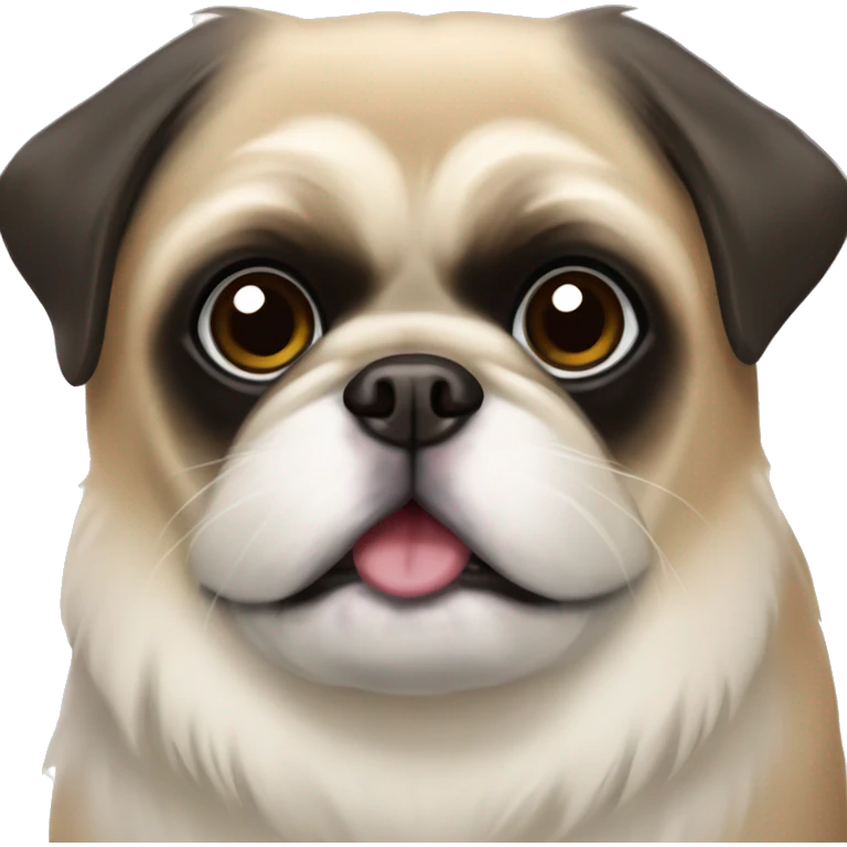 brown and white and black pekingese pug emoji