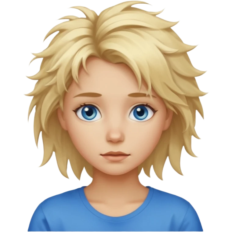 blonde girl, with messy hair emoji