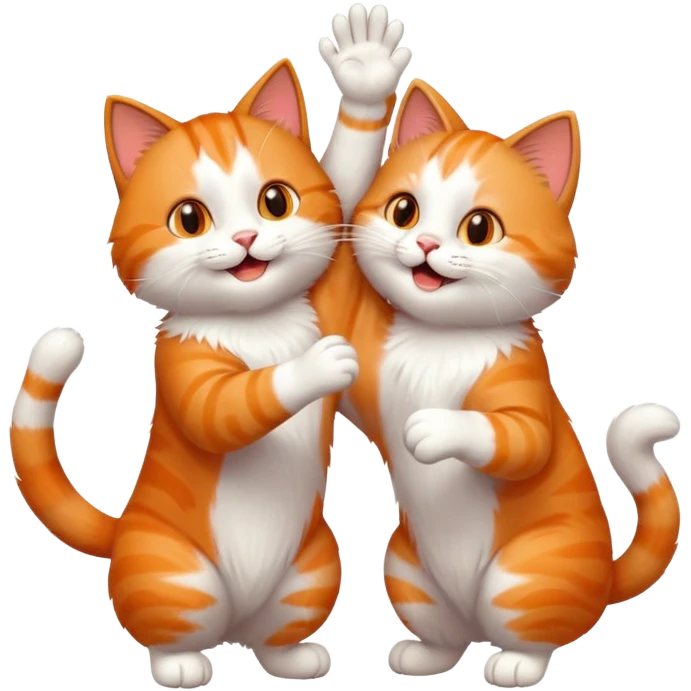 Very happy cat high-fiving another cat friend emoji