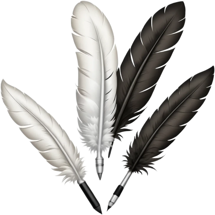 3 plumes blanches avec un stylo en dessous emoji