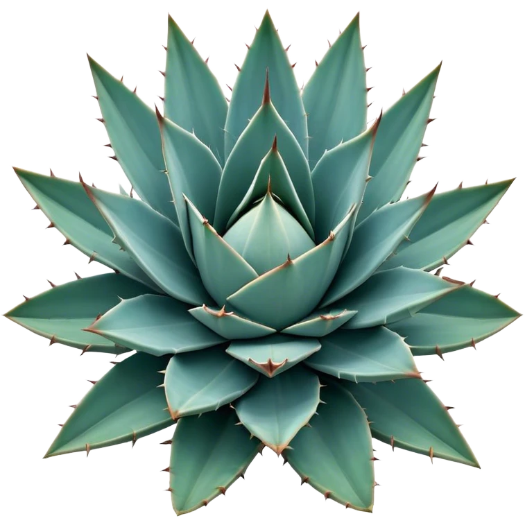 Cinematic Realistic Agave Emoji, Bold and spiky, with long, pointed leaves forming a rosette pattern. The sharp edges and soft blue-green hue exude a sense of rugged beauty and desert resilience. Soft glowing outline, capturing the essence of survival and strength in a striking agave plant! emoji