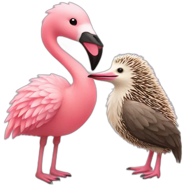 hedgehog and flamingo in love emoji