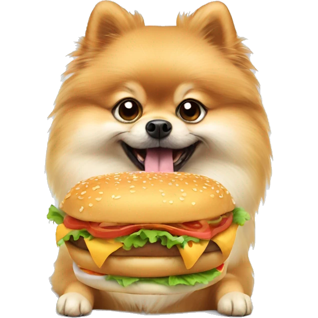 Pomeranian eating hamburger  emoji