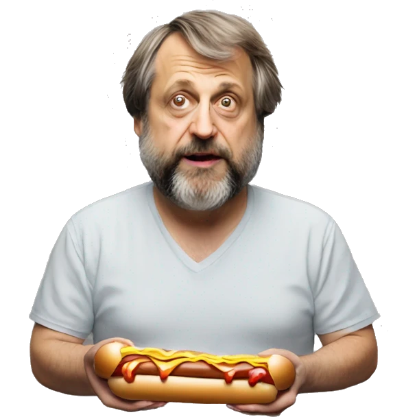 slavoj zizek eating two hotdogs emoji