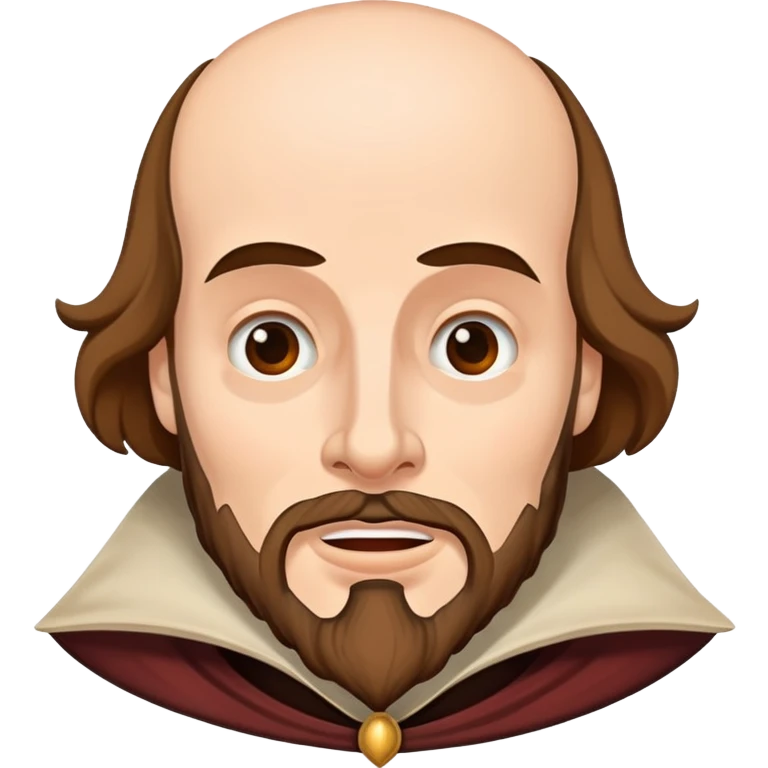 Shakespeare as a fun cartoon character with exaggerated dramatic expression emoji