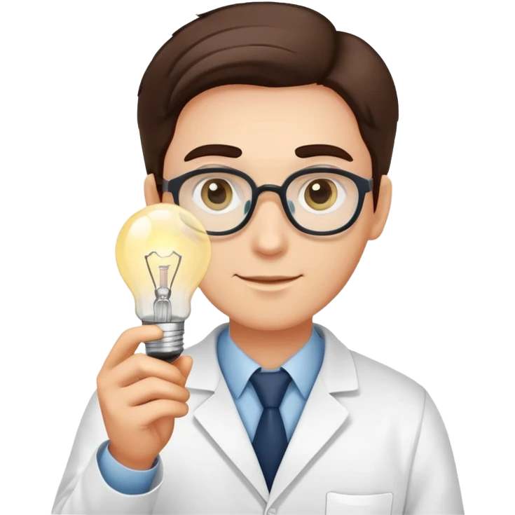 scientist holding a light bulb emoji