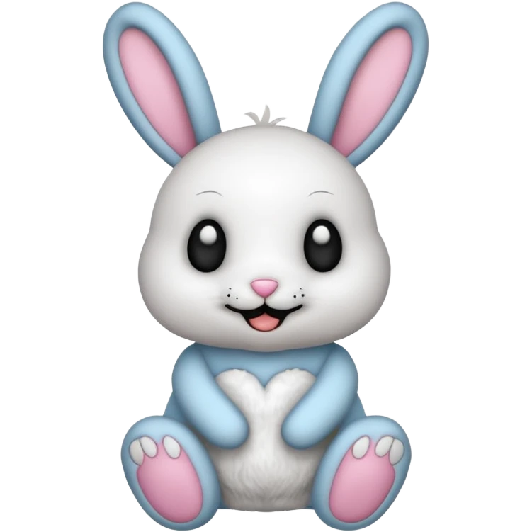 Emoji d'une peluche lapin squelette noir qui dit bonjour emoji