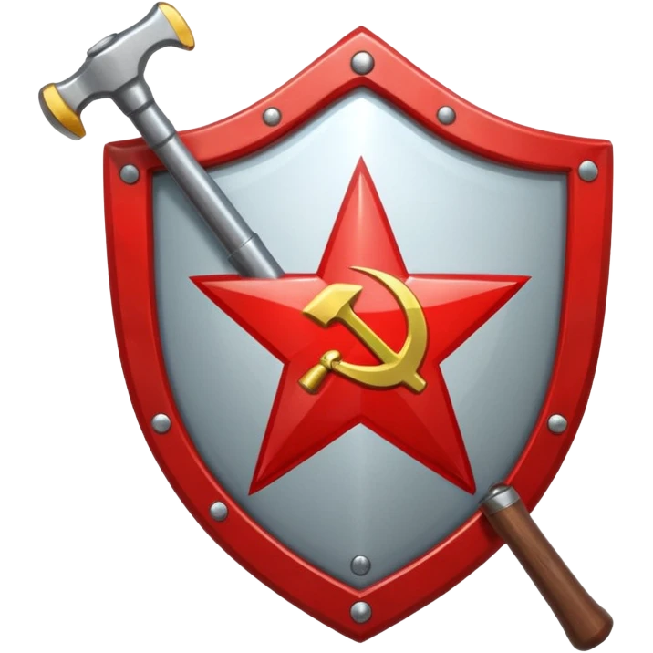 a shiny shield with the USSR flag inside, a hammer and sickle, and a star emoji